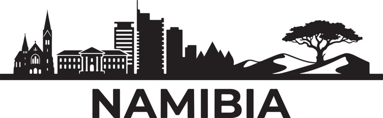 Obraz premium Namibia cityscape with church and modern buildings