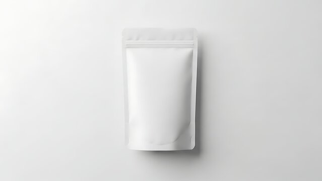 Minimal white doypack mockup standup pouch packaging bag template with editable label space realistic plastic foil package layout for branding presentation snack coffee food product packaging