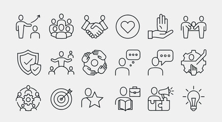 Fototapeta premium Set of 20 volunteer charity icons vector