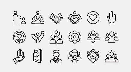 Fototapeta premium Set of 20 line style business and teamwork icons vector