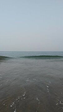 ​Cinematic Wide Shot of Bay of Bengal Waves at Sunrise, Cox's Bazar