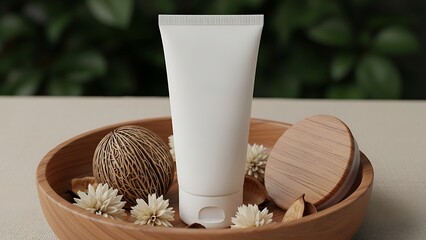 Minimalist Skincare tube mockup cosmetic packaging template clean white beauty product container design realistic branding presentation isolated background for skincare cream lotion spa cosmetic brand