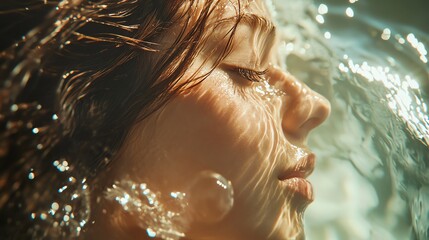 Fototapeta premium A serene moment underwater, capturing beauty and tranquility with flowing water effects.
