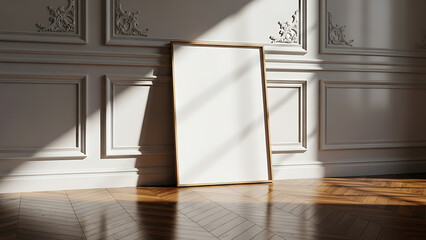 Minimal home decor Wall frame mockup elegant white wall background with empty poster frame gallery display modern interior template scene for artwork presentation branding showcase and design