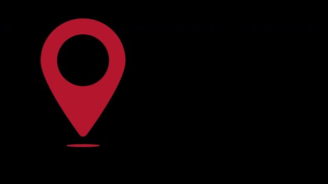 Red Map Location Pin Icon Bouncing Animation with Transparent Alpha Channel for Navigation Overlay