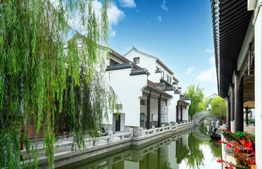 Jiangnan-style historic buildings in the Red River water village of Mile, Yunnan, China.