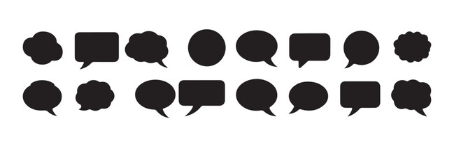 Fototapeta premium Two rows of various speech bubble shapes and styles on white background