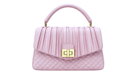 Pink Pleated Handbag with Gold Clasp