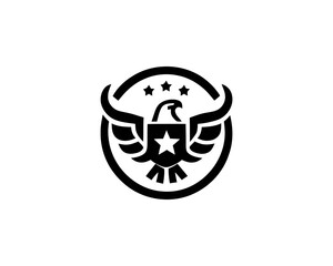 Eagle Emblem with Shield and Stars for Patriotic Symbolism