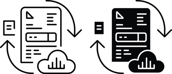 Document Sync Cloud Transfer Icon Set