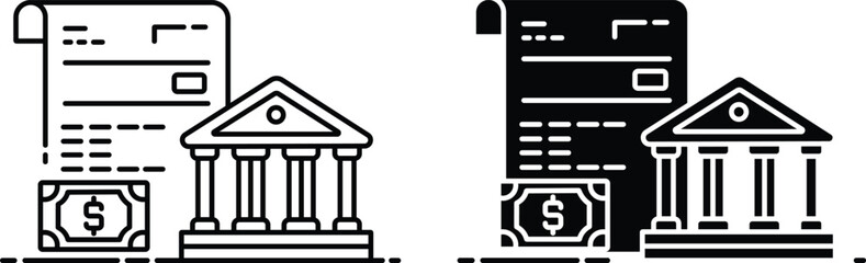 Bank Transaction Finance Document Icon Set