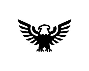 Obraz premium Black Eagle Silhouette with Wings Spread Wide Heraldic Symbol Logo