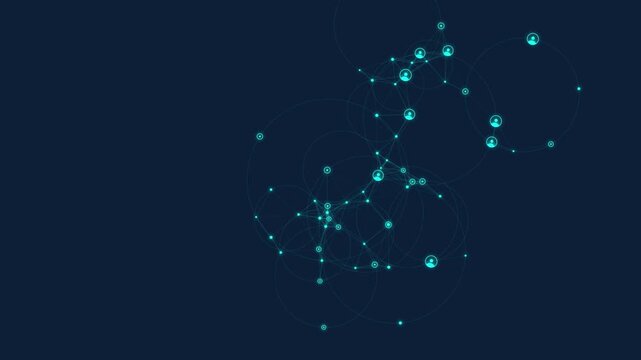 Digital network illustration showing interconnected users and data points in an abstract technological environment.