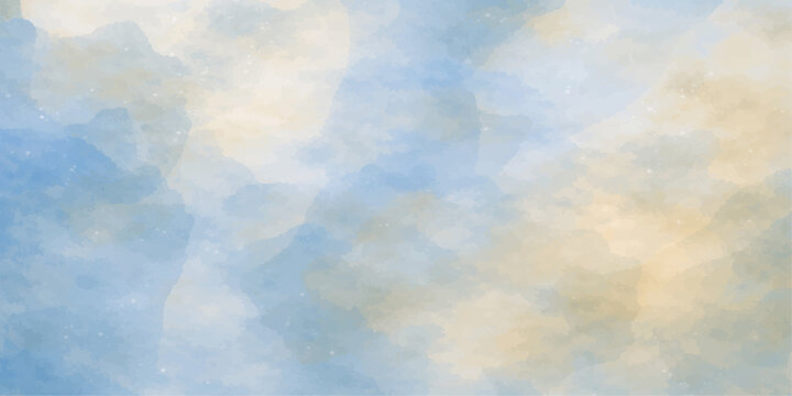 Abstract airy watercolor washes in shades of blue and tan create a dreamy and artistic atmosphere, evocative of sky and clouds.