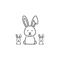 Obraz premium Cute bunny family line art illustration.