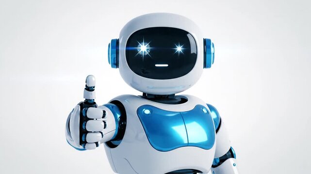 Friendly robot waving hello, futuristic technology, artificial intelligence, white background
