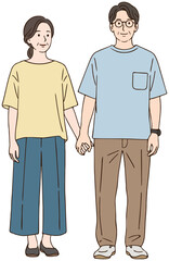 ミドル夫婦のシンプルイラスト