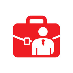 Obraz premium Red Briefcase with Businessman Icon Inside.