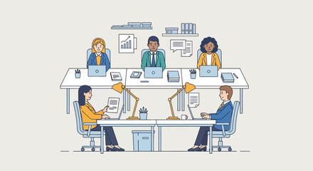 Fototapeta premium Group of People Working in Modern Office.