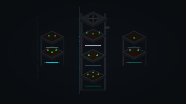 Automated Vertical Farming System with Plants Growing