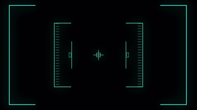 Green HUD Square Crosshair Targeting Frame Futuristic GUI Tech Aim Interface Center Reticle Side Scale Markers Alpha Channel Transparent Background Futuristic HUD Overlay 4K Stock Animation