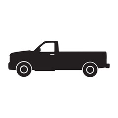 Fototapeta premium Black silhouette of a pickup truck with white outline on white background simple vehicle icon