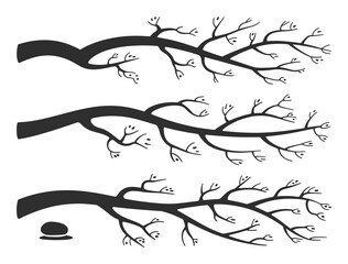 Tree Branch Silhouette Vector Illustration Set