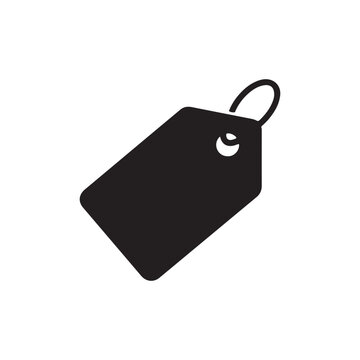 Black tag with a loop  blank label for identification or marking purposes  isolated on white background