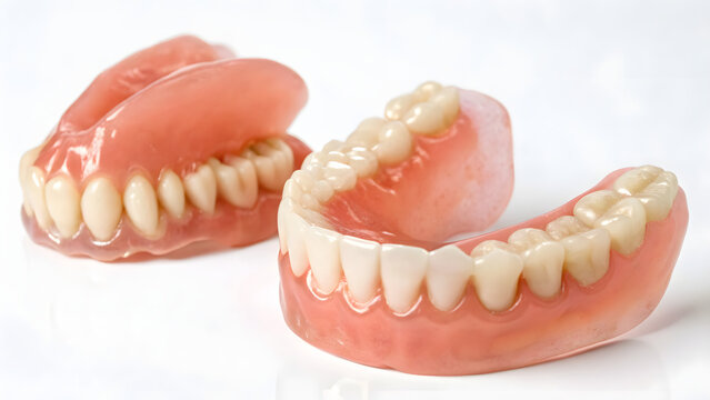 Close up image of dentures showing dental prosthetics