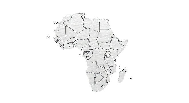 Hand-Drawn Map of Africa on Crumpled Paper