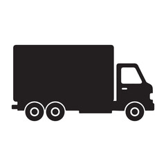 Fototapeta premium Large delivery truck vehicle silhouette with two axles and a boxy body side view