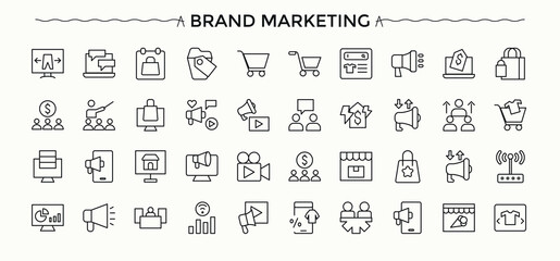 Marketing icon set. Pictograms of market, ads, business, campaign and more. Digital Marketing modern icon set. Thin line icons set. Pictogram and infographic.