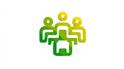 Fototapeta premium Modern Minimalist Design of Three Abstract People in Green and Yellow