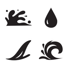 Obraz premium Water splash and wave icon set