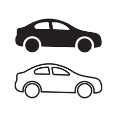 Fototapeta premium Car icon set black and outline