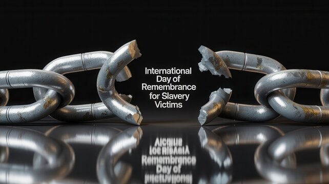 International day in remembrance of slavery victims and bondage chains broken freedom