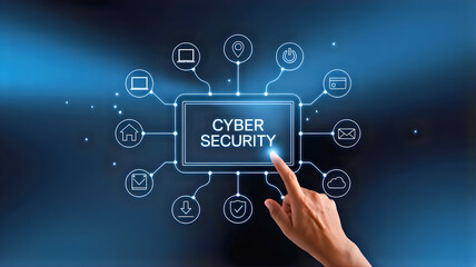 Naklejka premium Cyber Security Network Protection and Digital Defense Systems