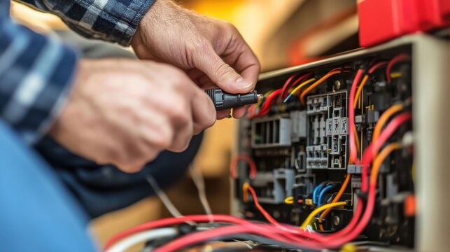 Electrician upgrading an electrical fuse panel