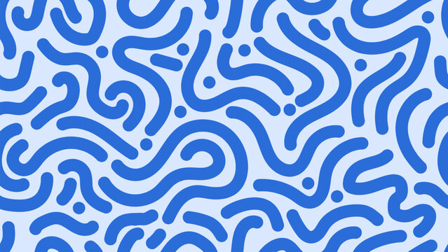 Abstract hand drawn doodle blue line pattern background.