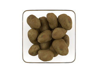 Glass bowl with potatoes