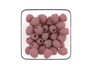 Glass bowl with raspberries