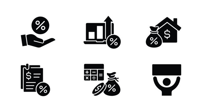 Customer support and service vector icons, black silhouettes on transparent background