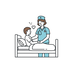 Nurse comforting young patient in hospital bed with empathy
