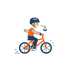 Obraz premium Person riding bicycle holding justice scale icon