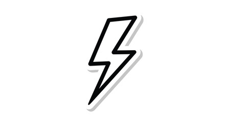 Simple black and white lightning bolt icon with subtle shadow effect representing power, energy, electricity, and high voltage.