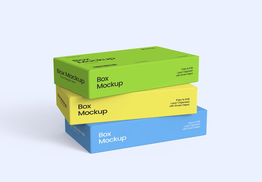 Editable Stacked Packaging Box Mockup