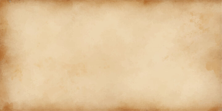 A blank vintage parchment sheet with a stained brown grunge texture and aged beige surface creates a perfect antique paper background for a retro manuscript design
