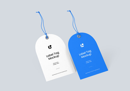 Editable Two Clothing Label Tag Mockup