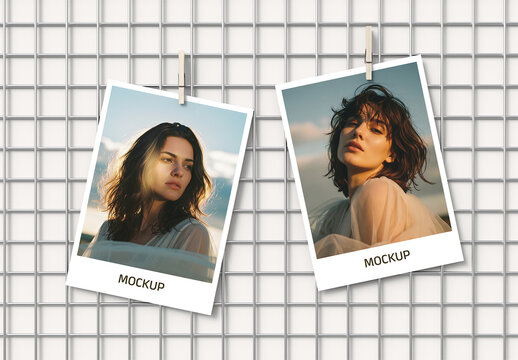 Instantly Hanging Photo Collage Mockup