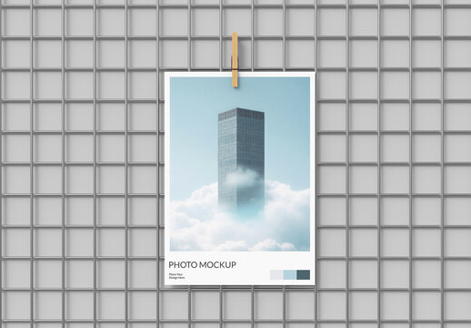 Realistic Hanging Photo Collage Mockup
